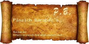 Pinzich Barabás névjegykártya